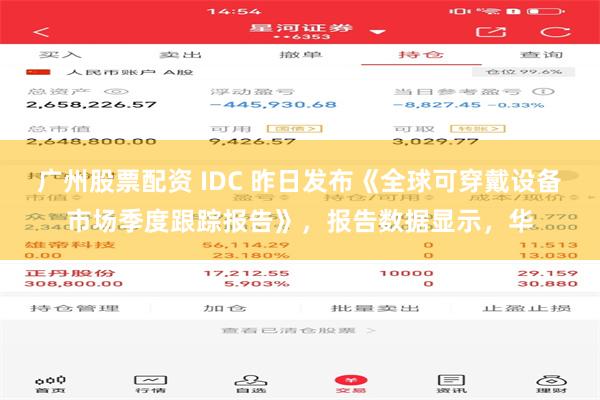 广州股票配资 IDC 昨日发布《全球可穿戴设备市场季度跟踪报告》，报告数据显示，华