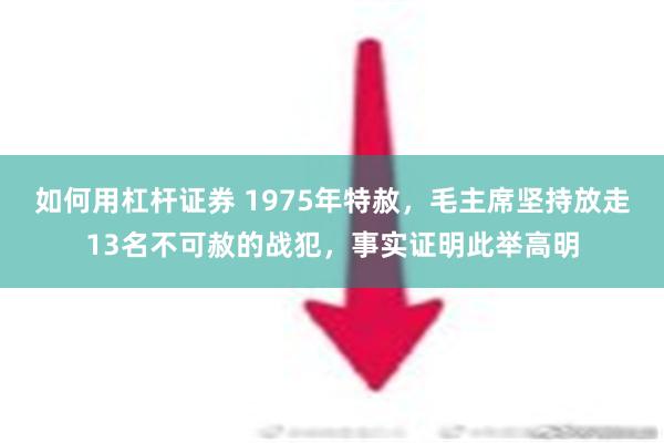 如何用杠杆证券 1975年特赦，毛主席坚持放走13名不可赦的战犯，事实证明此举高明