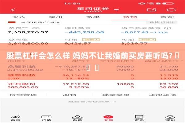 股票杠杆会怎么样 妈妈不让我婚前买房要听吗? ​​​