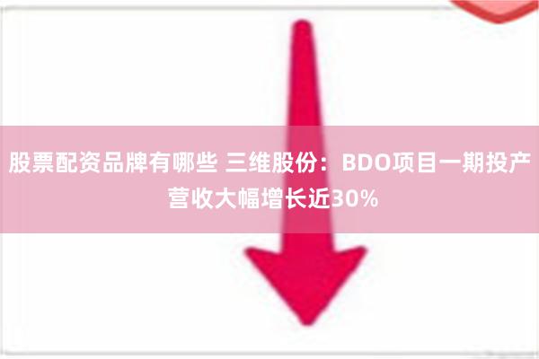 股票配资品牌有哪些 三维股份：BDO项目一期投产 营收大幅增长近30%